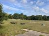 Photo of school field with sports equipment and picnic tables.